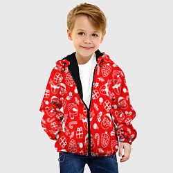 Куртка с капюшоном детская Новогодний узор паттерн, цвет: 3D-черный — фото 2