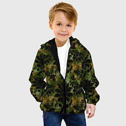 Куртка с капюшоном детская Темные тропические листья, цвет: 3D-черный — фото 2