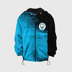 Куртка с капюшоном детская Manchester City голубая форма, цвет: 3D-черный