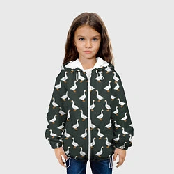 Куртка с капюшоном детская Гуси паттерн, цвет: 3D-белый — фото 2