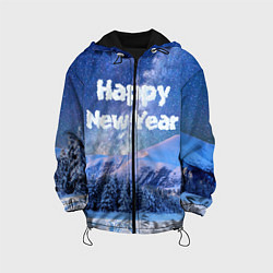 Куртка с капюшоном детская Космическая Зима Надпись Новый Год, цвет: 3D-черный