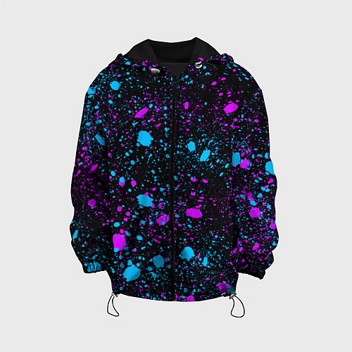Детская куртка Брызги неоновые ярких красок / 3D-Черный – фото 1