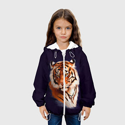 Куртка с капюшоном детская Грозный Тигр Символ 2022 Года Tiger Beast, цвет: 3D-белый — фото 2