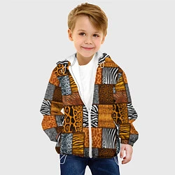 Куртка с капюшоном детская Тигр, полосы, 2022, цвет: 3D-белый — фото 2