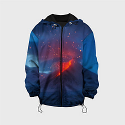 Куртка с капюшоном детская Извержение вулкана ночью, цвет: 3D-черный