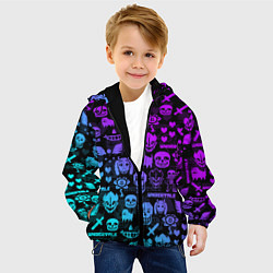Куртка с капюшоном детская UNDERTALE NEON PATTERN УЗОР, цвет: 3D-черный — фото 2