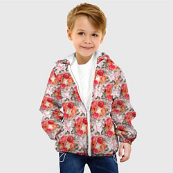 Куртка с капюшоном детская Цветы - розы паттерн, цвет: 3D-белый — фото 2