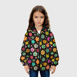 Куртка с капюшоном детская Night flowеrs, цвет: 3D-черный — фото 2