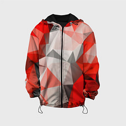 Куртка с капюшоном детская Красно-серая геометрия, цвет: 3D-черный