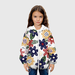 Куртка с капюшоном детская Разноцветные цветы в мультяшном стиле, цвет: 3D-белый — фото 2