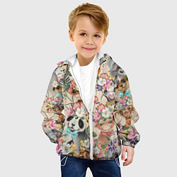 Куртка с капюшоном детская Дикие животные паттерн, цвет: 3D-белый — фото 2