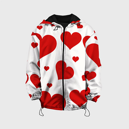 Детская куртка Красные сердечки Heart / 3D-Черный – фото 1