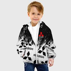 Куртка с капюшоном детская Mitsubishi black & white, цвет: 3D-белый — фото 2