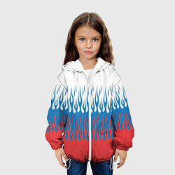 Куртка с капюшоном детская Флаг России пламя, цвет: 3D-белый — фото 2