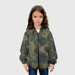 Куртка с капюшоном детская Камуфляж брызги красок, цвет: 3D-черный — фото 2