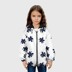 Куртка с капюшоном детская Синие ромашки на белом фоне, цвет: 3D-черный — фото 2