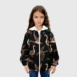 Куртка с капюшоном детская Утки паттерн, цвет: 3D-белый — фото 2