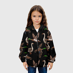 Куртка с капюшоном детская Утки паттерн, цвет: 3D-черный — фото 2