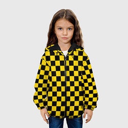Куртка с капюшоном детская Такси Шахматные Клетки, цвет: 3D-черный — фото 2
