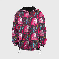 Куртка с капюшоном детская Пришельцы - осьминоги, цвет: 3D-черный