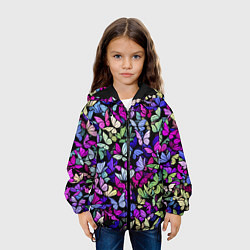 Куртка с капюшоном детская Витражные бабочки, цвет: 3D-черный — фото 2