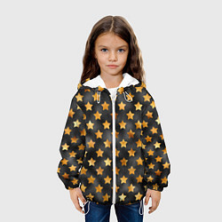 Куртка с капюшоном детская Золотые звезды на черном, цвет: 3D-белый — фото 2