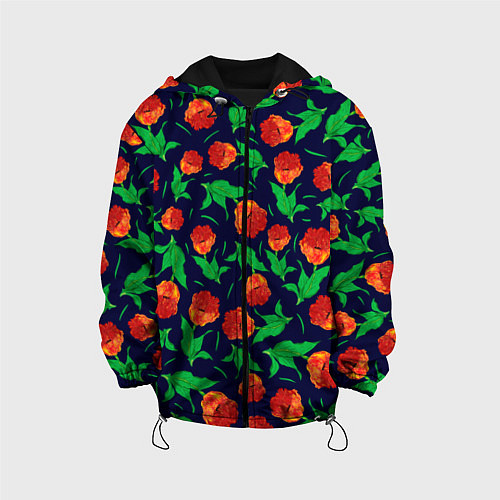 Детская куртка Тюльпаны Весенние цветы / 3D-Черный – фото 1