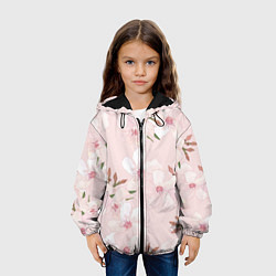 Куртка с капюшоном детская Розовые цветы весны, цвет: 3D-черный — фото 2