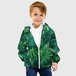 Куртка с капюшоном детская Tropical plants pattern, цвет: 3D-белый — фото 2