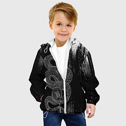 Куртка с капюшоном детская Snake Краски Змея ЧБ, цвет: 3D-белый — фото 2