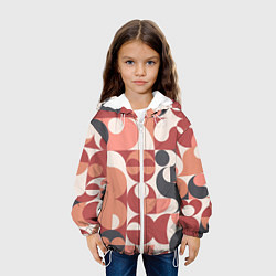 Куртка с капюшоном детская Геометрический орнамент оранж, цвет: 3D-белый — фото 2