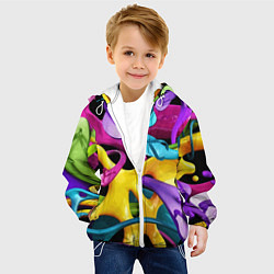 Куртка с капюшоном детская Пляжный паттерн Summer, цвет: 3D-белый — фото 2