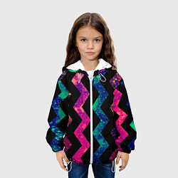 Куртка с капюшоном детская Геометрический паттерн Neon, цвет: 3D-белый — фото 2