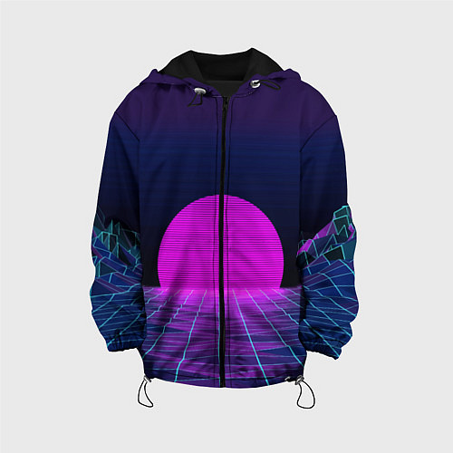 Детская куртка Закат розового солнца Vaporwave Психоделика / 3D-Черный – фото 1
