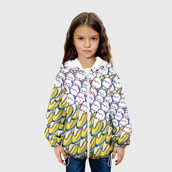 Куртка с капюшоном детская Котики и бананы Паттерн Лето, цвет: 3D-белый — фото 2
