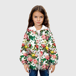 Куртка с капюшоном детская Узор из летних роз Summer Roses Pattern, цвет: 3D-белый — фото 2
