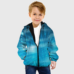 Куртка с капюшоном детская Линии на голубом фоне, цвет: 3D-черный — фото 2