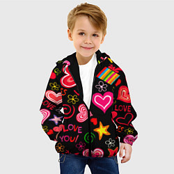 Куртка с капюшоном детская Я ЛЮБЛЮ ТЕБЯ РОДНАЯ!, цвет: 3D-черный — фото 2
