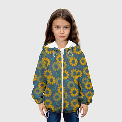 Куртка с капюшоном детская Абстрактные подсолнухи, цвет: 3D-белый — фото 2