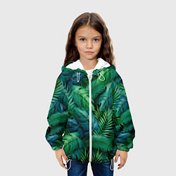 Куртка с капюшоном детская Green plants pattern, цвет: 3D-белый — фото 2