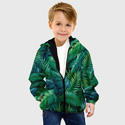 Куртка с капюшоном детская Green plants pattern, цвет: 3D-черный — фото 2