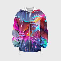 Куртка с капюшоном детская Neon splashes, цвет: 3D-белый