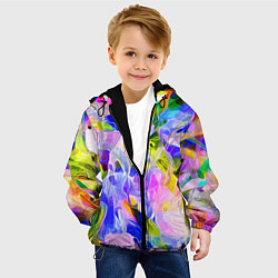 Куртка с капюшоном детская Красочный цветочный узор Весна - Лето 2023 Colorfu, цвет: 3D-черный — фото 2