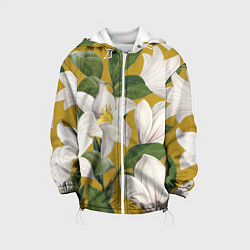Куртка с капюшоном детская Цветы Белые Лилии, цвет: 3D-белый