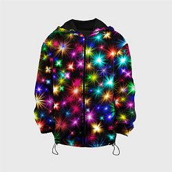 Куртка с капюшоном детская ЦВЕТНЫЕ ЗВЕЗДЫ COLORED STARS, цвет: 3D-черный