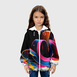 Куртка с капюшоном детская Разноцветный мазки краски Абстракция Multicolored, цвет: 3D-белый — фото 2