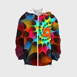 Куртка с капюшоном детская Красочная неоновая спираль Colorful neon spiral, цвет: 3D-белый