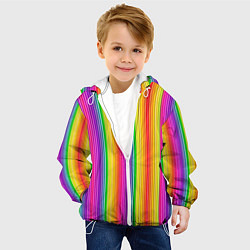 Куртка с капюшоном детская ЦВЕТНЫЕ РАДУЖНЫЕ ЛИНИИ, цвет: 3D-белый — фото 2