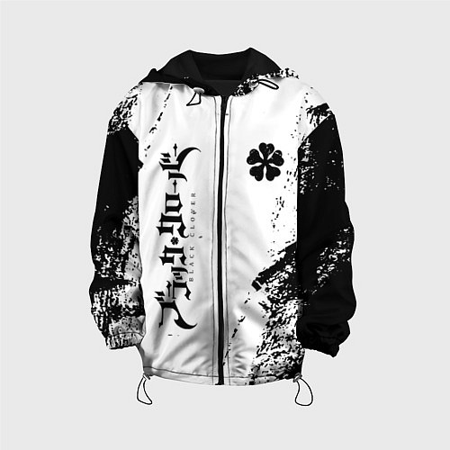 Детская куртка Black clover чёрный клевер вертикальная надпись / 3D-Черный – фото 1