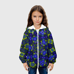 Куртка с капюшоном детская Абстрактный зелено-синий узор Звезда, цвет: 3D-белый — фото 2
